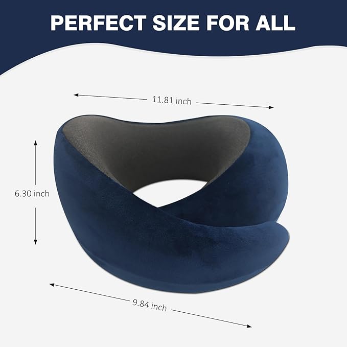 Snail Flexible Neck Pillow, Premium Memory Foam Travel Pillow, 360°Ergonomic Design, Asymmetrical Sides, Suitable for Flight, Car, Office, Washable Pillowcase (Dark Blue)