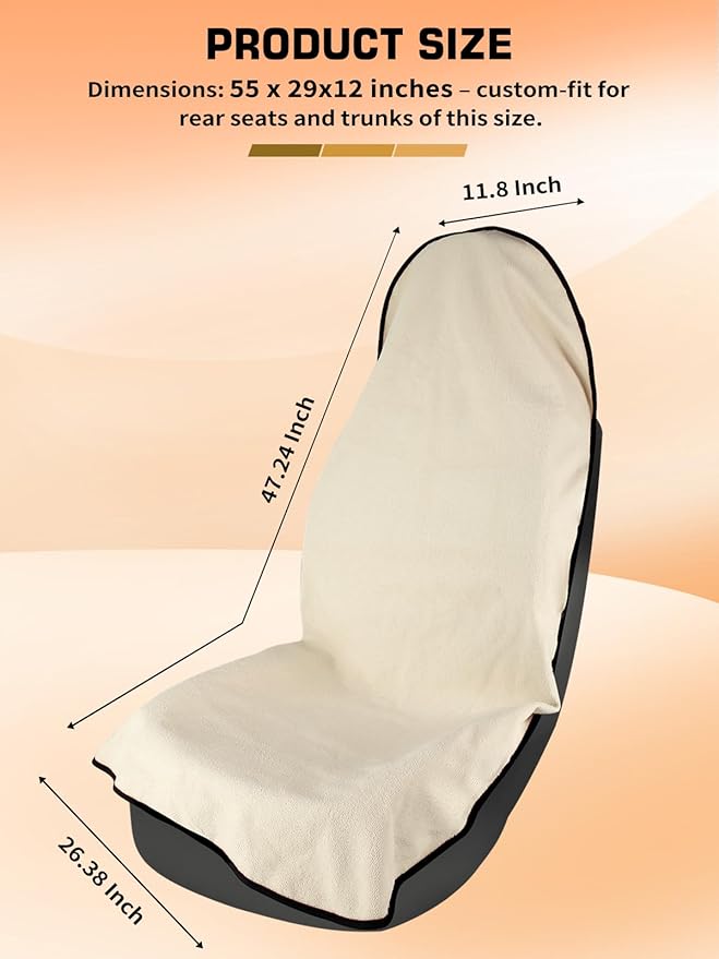 Universal Car Seat Cover Towel, Waterproof Washable Sweat Protection for Front Bucket Seats, Non-Slip Fit, Fits Cars SUVs Trucks, Ideal for Gym, Kids, Pets, Outdoor Sports, Travel (Beige, 1 Pack)