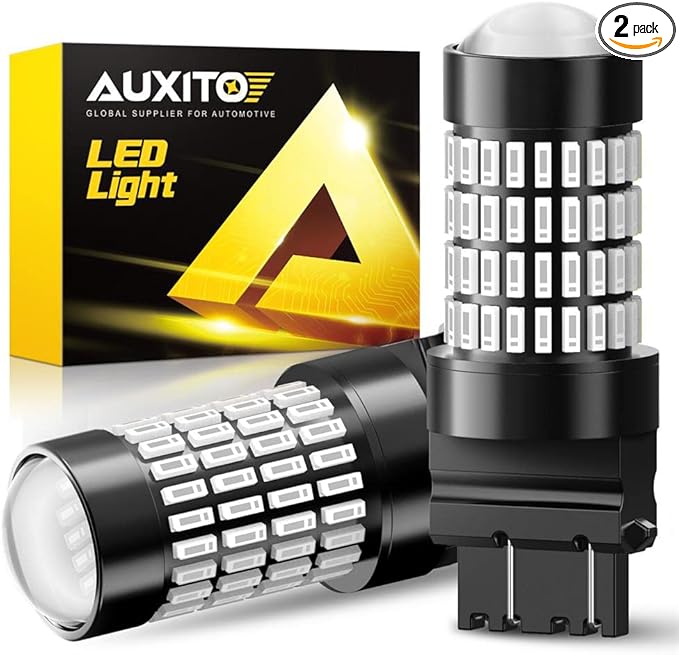 AUXITO Upgraded 3157 LED Bulbs Red, Super Bright 3056 3156 3057 4157 LED Bulbs with Projector for Brake Lights Tail Lights Stop Turn Signal Reverse Back Up Parking Marker Lights