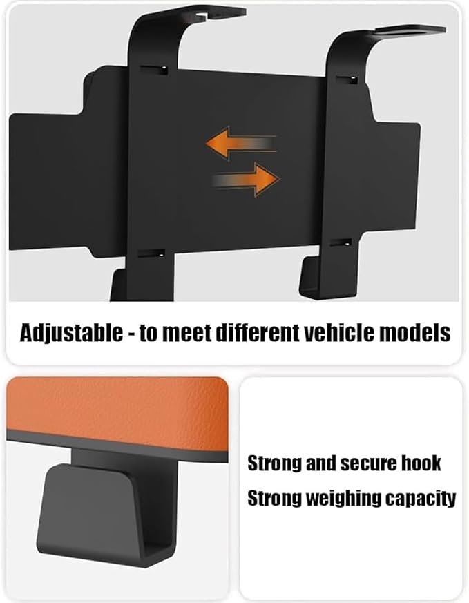 3 in 1 Car Backseat Organizer with Cup Holder, Leather Multifunctional Seat Back Storage with Tissue Box, Phone Holder and Hooks, for Hold Phones, Snacks, Drinks, and Handbags (Orange,1PCS)