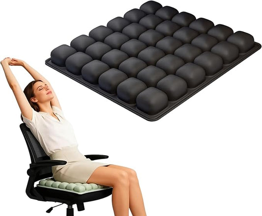 3D Air Cushion, A Pressure-reducing and Shock-Absorbing Seat Cushion, Suitable for Office Chairs, Car Seats, Wheelchairs, Helps Relieve Tailbone Pain and Prevent Hemorrhoids (Black, 36airbag)