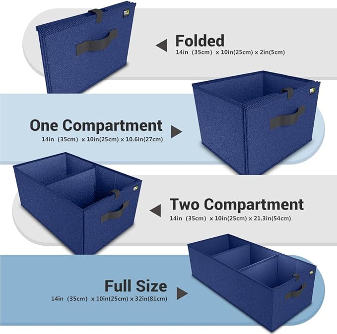 MIU COLOR Trunk Organizer for Car, Car Organizer, Sturdy Trunk Organizer for SUV, Non-Slip Bottom, Storage Organizer for Sedans, Van, Jeep, Grocery, Large 3 Compartments, Blue 32"×13"×10.6"