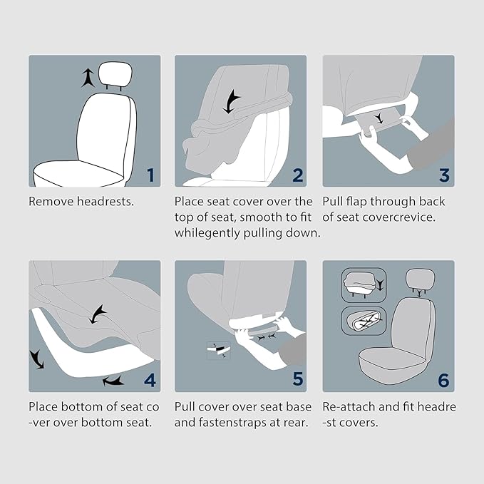 PIC AUTO Car Seat Cover – Silver & Beige Leather with Breathable Mesh Seat Cover for Cars, Stylish Two-Tone Leather Front Seat Covers, Universal Fit, Durable for SUV, Truck, Sedan, Vehicles