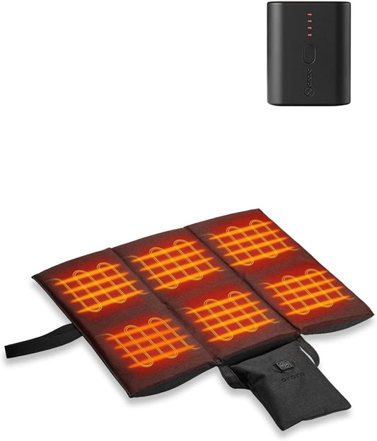 ORORO Heated Seat Cushion with Battery Pack, Foldable USB Heated Seat Cover Pads for Office Chair, Stadium, Camping
