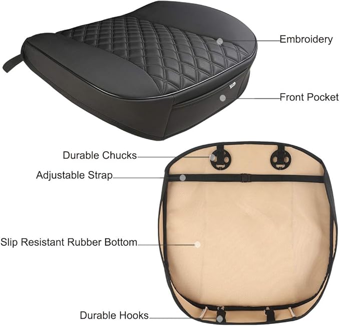 Black Panther PU Car Seat Cover, Front Seat Protector Compatible with 90% Vehicles,Embroidery,Anti-Slip & Full Wrapping Bottom (W 21.26ׄ 20.87 Inch)(1Piece,Black)