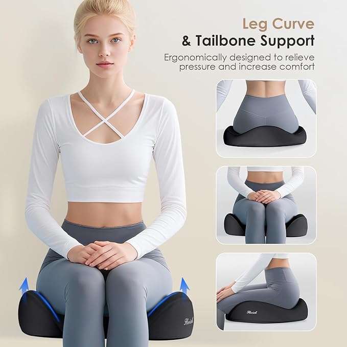 FLORICH Car Seat Cushion for Driving, Memory Foam Seat Cushion for Car Office Chair, Ergonomic Office Seat Chair Cushion, Larger Car Seat Cushion for Car Trunk, Wheelchair - Black