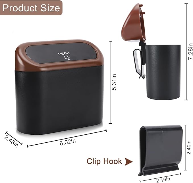 Accmor Car Trash Can with Lid, Leakproof Vehicle Trash Bin Auto Dustbin Organizer, Waterproof Mini Garbage Bin Trash Container with Garbage Bag for Automotive Car, Home, Office, Kitchen