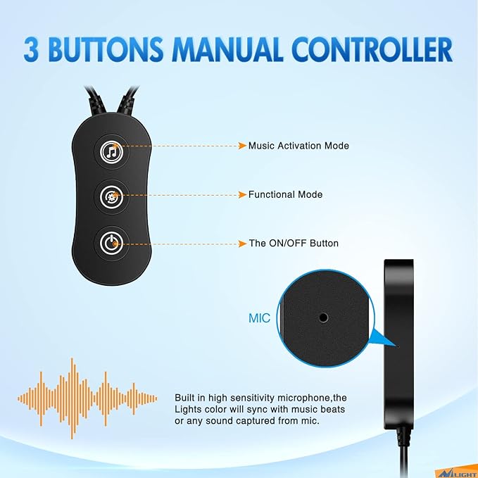 Nilight RGB LED Car Interior Stripe Light with APP Control Multicolor Music Sync Mode Waterproof Car Under-Glow Lighting Lamp Kits Universal Cars Truck ATV UTV