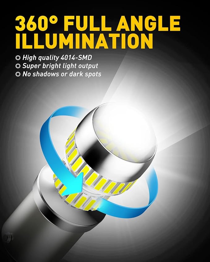 AUXITO 1156 LED Bulb White Super Bright 7506 BA15S P21W LED Light Replacement with Projector for Backup Reverse Tail Brake DRL Turn Signal Parking Light, Pack of 2