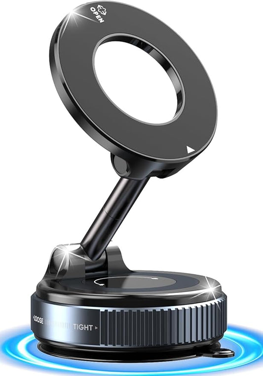 2026 Upgraded Vacuum Magnetic Car Phone Holder for Your Car [120LBS Ultra Suction Cup & 3000gf Magnet] 780° Adjustable Foldable Cell Phone Mount for Magsafe Dashboard Car Bracket for iPhone & Android