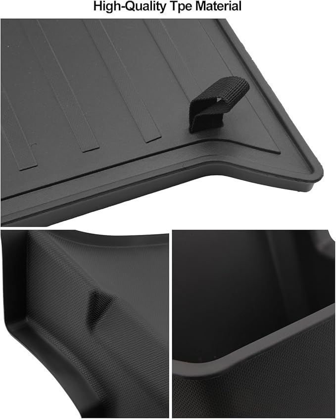 for Tesla Trunk Storage Bins Model Y Juniper 2026 2025 Refresh Rear Organizer with Lid Trunk Side Storage Box Model Y Interior Accessories TPE Waterproof Cargo Storage Bins Black 2PCS