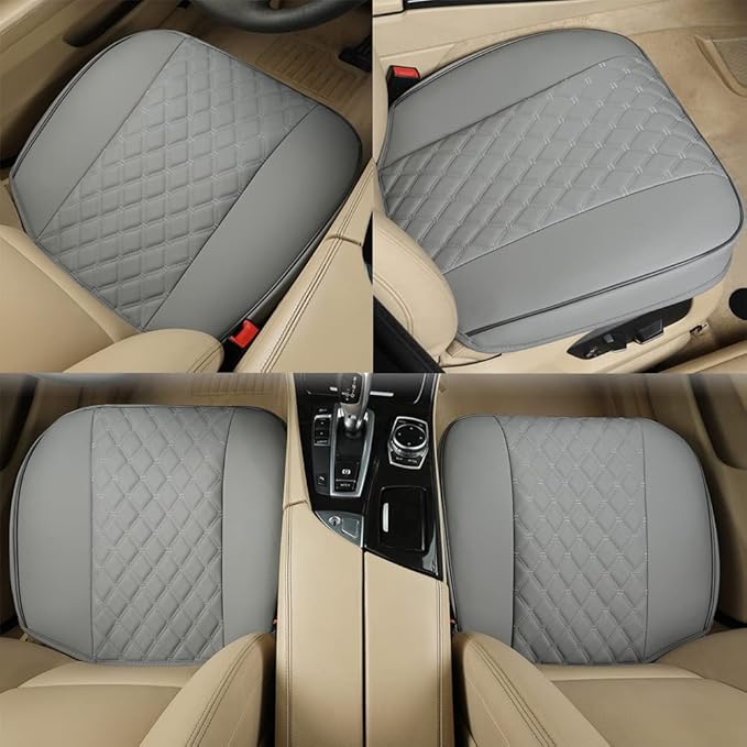 Black Panther PU Car Seat Cover, Front Seat Protector Compatible with 90% Vehicles,Embroidery,Anti-Slip & Full Wrapping Bottom W55cm*D54cm(21.65''*21.26'')(1Piece,Gray)