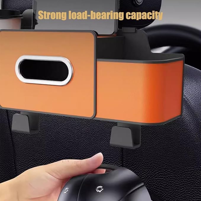 3-in-1 Car Backseat Organizer–Keep Your Ride Clean Organized, Car Organizers and Storage Box Behind Seat, Multifunctional Hanging Cars Organizer and Storage Box with Cup Holder & Tissue Boxs (Black)