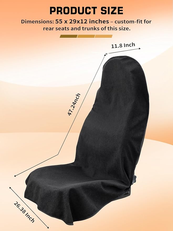 Universal Car Seat Cover Towel, Waterproof Washable Sweat Protection for Front Bucket Seats, Non-Slip Fit, Fits Cars SUVs Trucks, Ideal for Gym, Kids, Pets, Outdoor Sports, Travel (Black, 2 Pack)