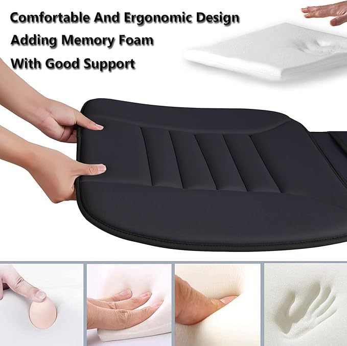 Big Ant Car Seat Cushion,Comfort Thicken Memory Foam Seat Cushion Pad,Pain Relief Chair Cushion Seat Protector for Car Office Home Use,Black 1PC