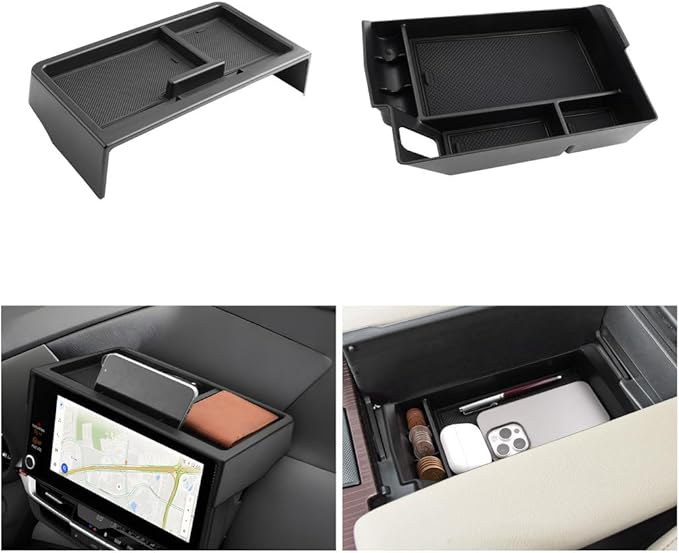 LUWU 2025 2026 Sienna Accessories for 2025 2026 Toyota Sienna Accessories Dashboard Storage Tray Center Console Organizer, Armrest Console Tray Storage Box Black 2-Pack (ONLY for 12.3-INCH Screen)