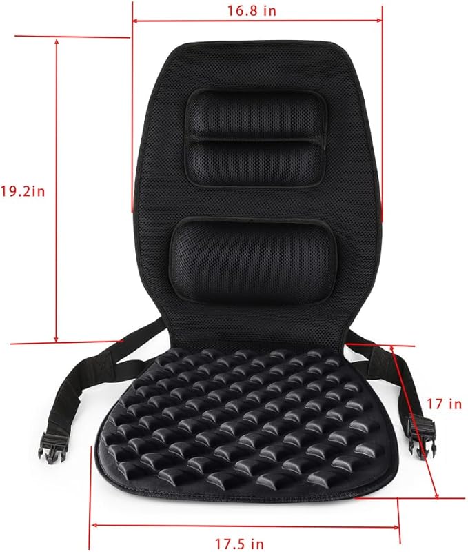 FOMI Premium Gel Cushion and Firm Back Support | Seat Cushion Pad and Upper Lower Thoracic and Lumbar Pillow for Car, Office Chair | Pressure Sore, Coccyx Pain Relief | Posture Aid (Bubble Gel)