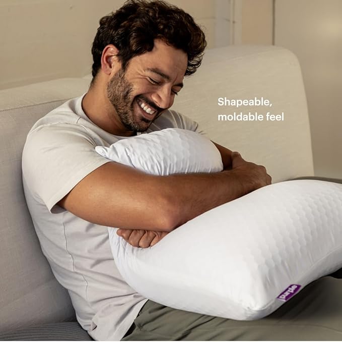 Purple Freeform Pillow - King Size, Customizable Support with GelFlex Grid & MicroFlex Moon Foam - Pressure Relief, Cooling, Extra Filling & Adjustable Height