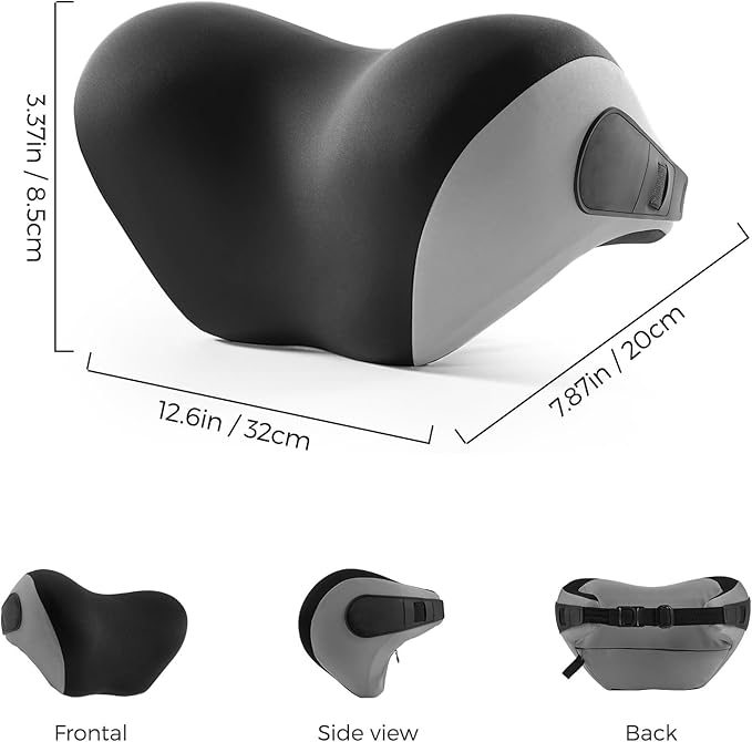 BEBAS Car Headrest Pillow, Memory Foam Neck Support Pillow for Cars - Ergonomically Designed for Long Drives, Travel & Commuting, Pain Relief with Removable & Washable Cover (Black, 1-Pack)