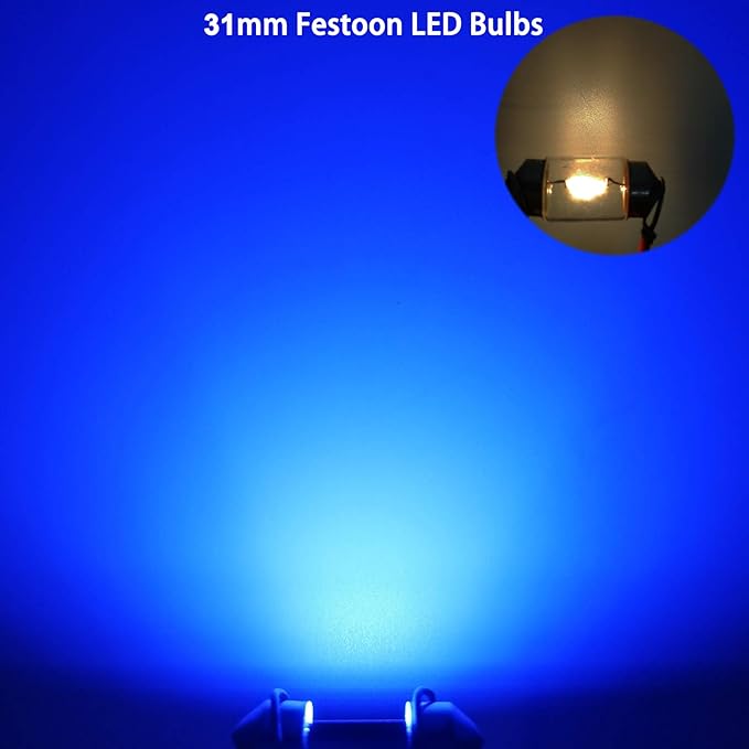 XINYANG 2PCS DE3175 Festoon LED Car Bulb 31mm 1.22in Canbus No Error LED Light Bulb Extremely Bright 12SMD 4014 Chipsets DE3021 LED Lamp for License Plate Dome Map Door Courtesy Lights,Blue