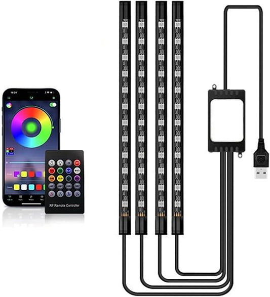 Car Interior LED Lights, RGB Interior Light Strips with Smart App Control, Multicolor Accent Neon Lights, Music Sync Under Dash Footwell Neon Lighting Kit