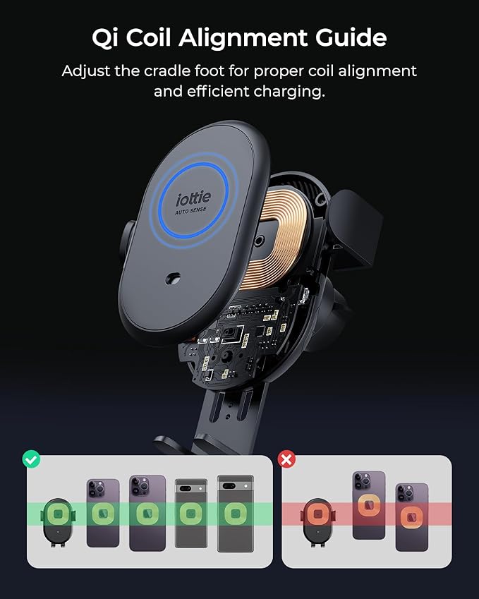 iOttie Auto Sense 2 Air Vent Car Phone Holder with Qi Wireless Charging - Auto Clamping Phone Mount for iPhone, Google Pixel, Samsung Galaxy, Huawei, LG (Adapter Not Included)