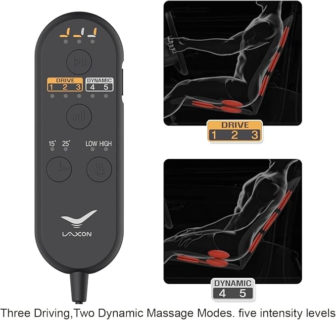 Laxon Vehicle Seat Air Massage Pad. Tailored for Long-Distance Truck Drivers or Drivers with Long commutes. 11 Air Cells Dynamic Work 3 Massage Mode for Back & Hip. Ultra Leater Slim Compy Design.