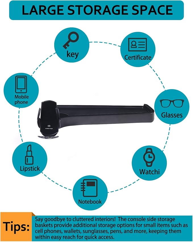 CHEAYAR Dashboard Storage Box for Ford Maverick 2022, ABS Dash Panel Tray Organizer with Phone Holder, Wireless Charging, Waterproof, 1 PCS