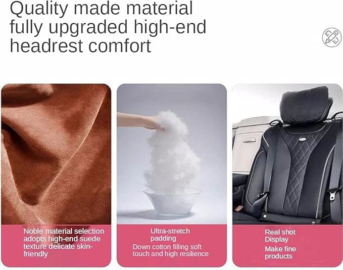 2Pcs Car Neck Pillows for headrests,for Travel Interior Accessories and Suede Support Head Pillows，Balance Neck Pillow Designed to Relieve Neck Pain and Muscle Tension.(Brown)