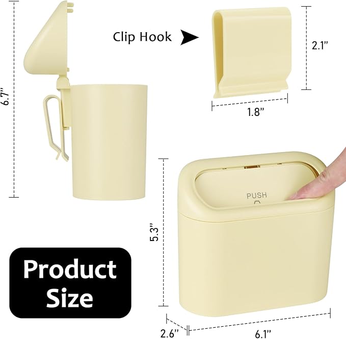 Accmor Car Trash Can, Portable Vehicle Trash Bin with Lid, Car Dustbin Garbage Organizer Holder with One Roll Trash Bag, Leakproof Hanging Mini Cars Storage Bag Container for Auto, SUV, Office (Beige)