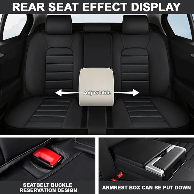 5 Seat Covers Fit for Acura ILX 2013-2022, Waterproof Premium Leather Automotive Accessories Seat Protectors Seat Cushions Wear-Resistant Car Seat Covers（Classic Black,Full Set）