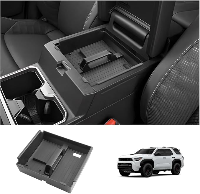 LUWU Center Console Organizer Compatible with 2025 Toyota 4Runner (6th Gen) Interior Accessories Armrest Storage Box Glove Organizer Tray Insert ABS Material 2025 4Runner Accessories with Handle