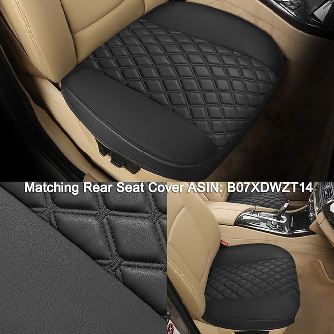 Black Panther PU Car Seat Cover, Front Seat Protector Compatible with 90% Vehicles,Embroidery,Anti-Slip & Full Wrapping Bottom (W 21.26ׄ 20.87 Inch)(1Piece,Black)