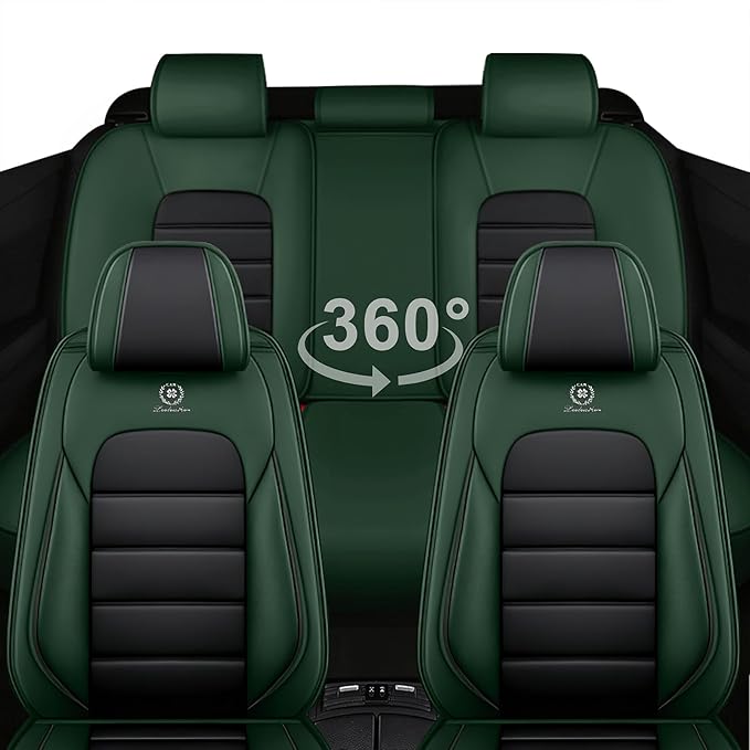 5 Seat Covers for Chrysler Pacifica 2004-2026 Breathable Car Seat Covers,Anti-Slip Waterproof Car Seat Protectors with Airbag,Automotive Vehicle Cushion with Storage Pockets (Standard,Green)