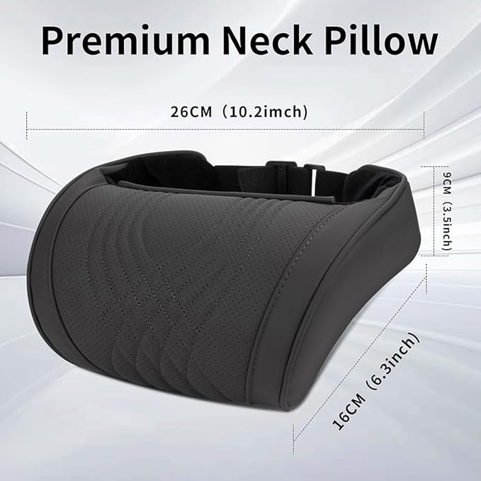 Car Headrest Memory Foam Neck Pillow for Driving with Leather Cover Soft Comfortable Seat Head Pillow Cushion for Most Cars SUV Sedan Home Office Black (2PC)