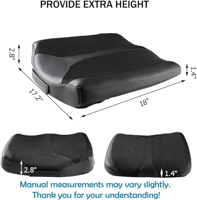 Car Memory Foam Heightening Front Seat Cushion for Short People Driving, Hip(Coccyx/Tailbone) and Lower Back Pain Relief Butt Pillows, Adult Booster Seat for Car. (Black)