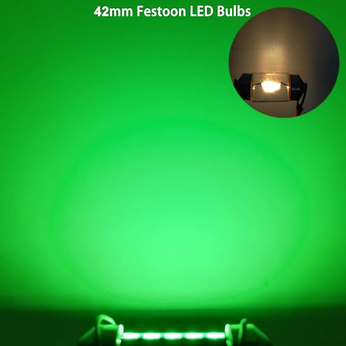 XINYANG 2PCS 578 Festoon LED Car Bulb 41mm 42mm 1.65in 211-2 Led Light Bulb Extremely Bright 20-SMD 4014 Chipsets Canbus Error Free 212-2 LED Lamp for Car Map Dome License Plate Lights,Green