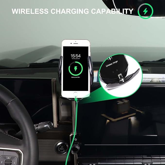 for Hummer EV Accessories Center Console Dashboard Storage Tray Phone Holder Mount,360 Degree Rotatable Phone Holder Stand Dash Organizer Tray for Hummer EV SUV Pickup 2022-2024 2025 2026 (B)