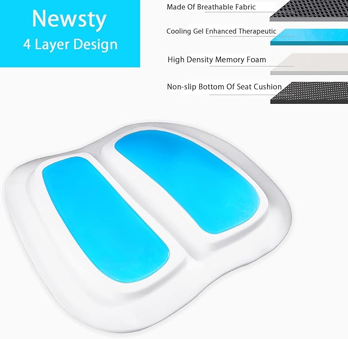 Gel Seat Cushion Orthopedic Lightweight Folding Seat Cushion for Car/Chair/Train/Airplane/Stadium Seat
