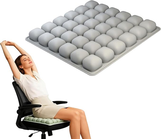 3D Air Cushion, A Pressure-reducing and Shock-Absorbing Seat Cushion, Suitable for Office Chairs, Car Seats, Wheelchairs, Helps Relieve Tailbone Pain and Prevent Hemorrhoids (Grey, 36airbag)