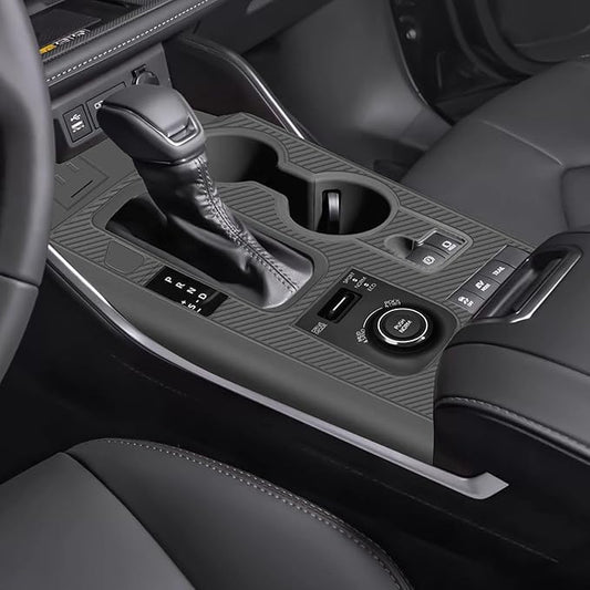 Temmis Center Console Silicone Organizer Wrap for Toyota Highlander 2026 (Gasoline Version), Full-Wrap Center Consel Electrostatic adsorption Cover for Toyota Highlander-Black