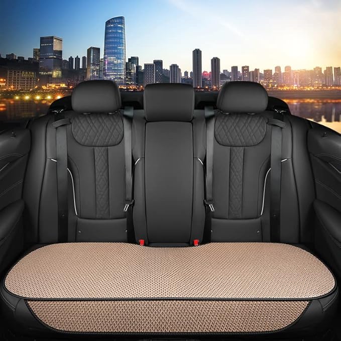 Auto Newer Breathable Universal Four Seasons Car Seat Covers, Luxury Include Front Car Seat Protector and RearCar Seat Cushion,Compatible with 95% Vehicles， Fit for Cars Truck SUV (Beige,3PCS)