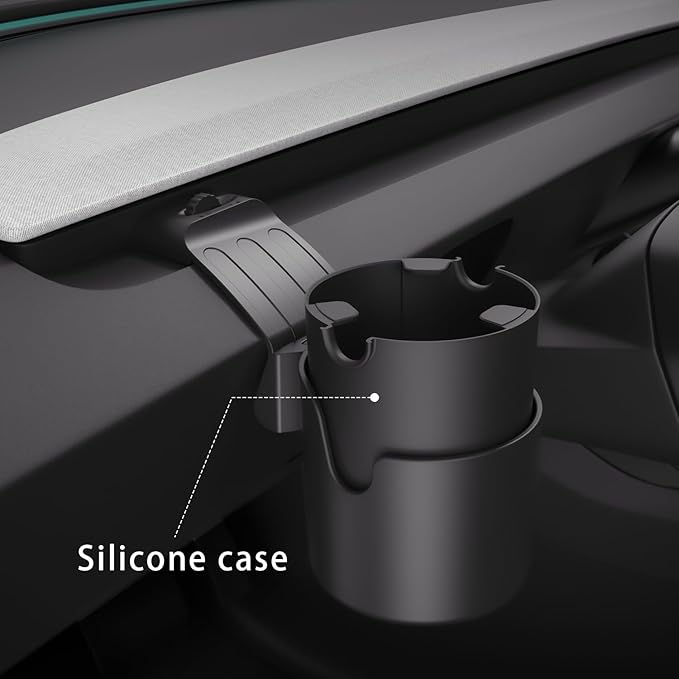 2025 2026 Upgraded Tesla Model Y Juniper & Model 3 Dashboard Cup Holder & Organizer Multi-Functional ABS Storage Box Non-Adhesive Secure Lock Design Fits Front Left/Right Easy Install, No Damage