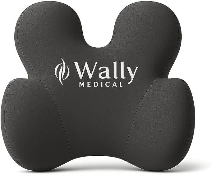 Luxury Lumbar Support Pillow for Back Pain Relief – High-Density Memory Foam Ergonomic Back Cushion for Office Chair, Car & Home – Adjustable Strap, Removable Washable Cover + Bonus Massage Roller