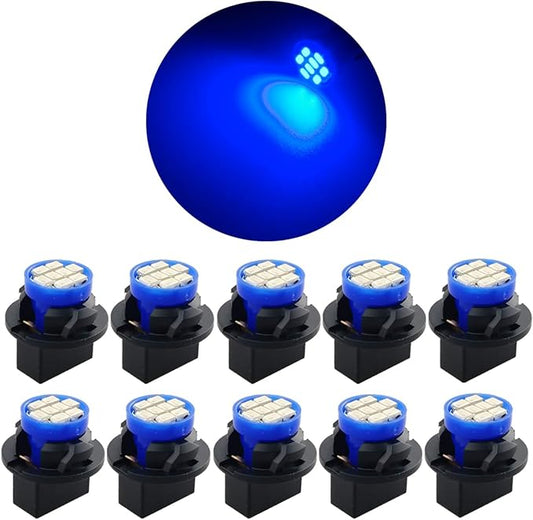T10 194 168 Dash Instrument White LED Light Bulbs Bright Panel Gauge Cluster Dashboard Bulbs 10Pcs/Set (Blue)