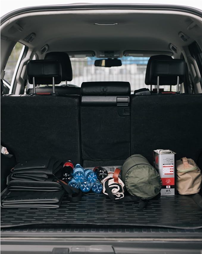 Owleys Trunk Storage 17.7" Collapsible Crate For Groceries, Tools & Travel Gear - Eco-Leather Car Organizer With Magnetic Lid - Practical Birthday Gift For Men (Highway 17)