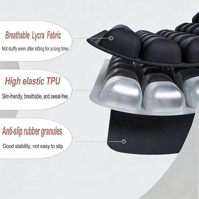 3D Air Cushion, A Pressure-reducing and Shock-Absorbing Seat Cushion, Suitable for Office Chairs, Car Seats, Wheelchairs, Helps Relieve Tailbone Pain and Prevent Hemorrhoids (Black, 36airbag)