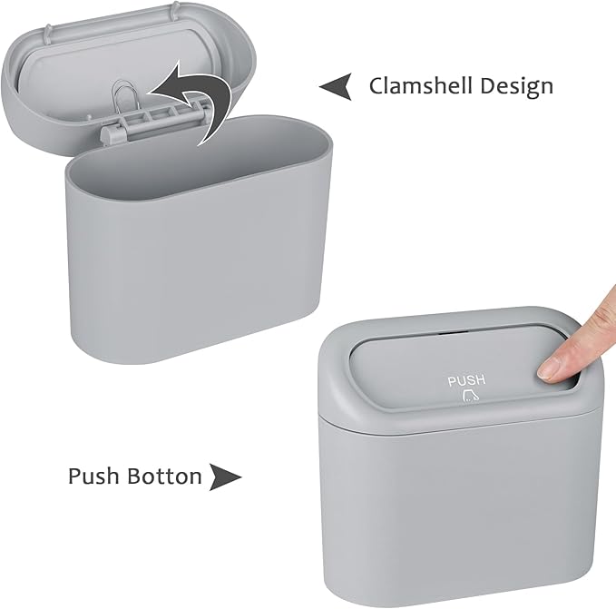 Accmor Car Trash Can, Portable Vehicle Trash Bin with Lid, Mini Car Dustbin Garbage Organizer Holder with One Roll Trash Bag, Leakproof Hanging Cars Storage Bag Container for Auto, SUV, Office (Grey)