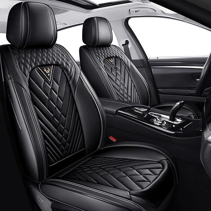 Fit for Dodge Dakota Seat Covers 2000-2011, Nappa Leather, 360° Full Protection, Thick Padding & Memory Foam, Waterproof & Stain-Resistant Car Seat Cover (Front Set,Black)