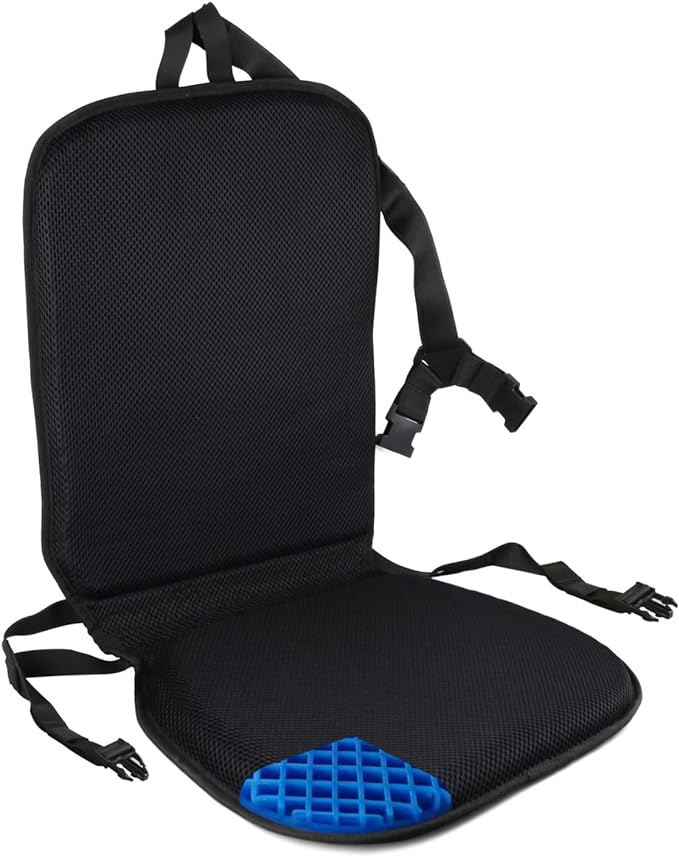 FOMI Premium All Gel Orthopedic Seat and Back Cushion Pad | Upper Lower Back Support Pillow for Car, Office, Kitchen Chair | Pressure Sore, Coccyx Pain Relief | Prevents Sweaty Bottom | Foldable